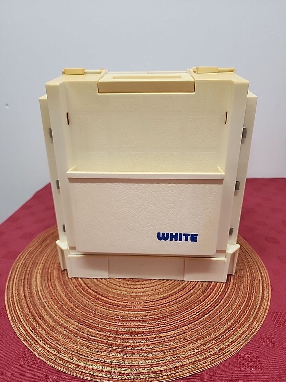 Vintage White Sewing Thread Caddy/Holder By World Wide Media 1983 125 Yr Anniv